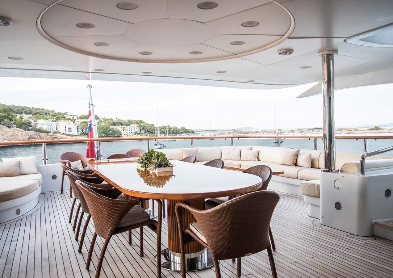 a table and chairs in a room aboard DIANE Yacht for Sale