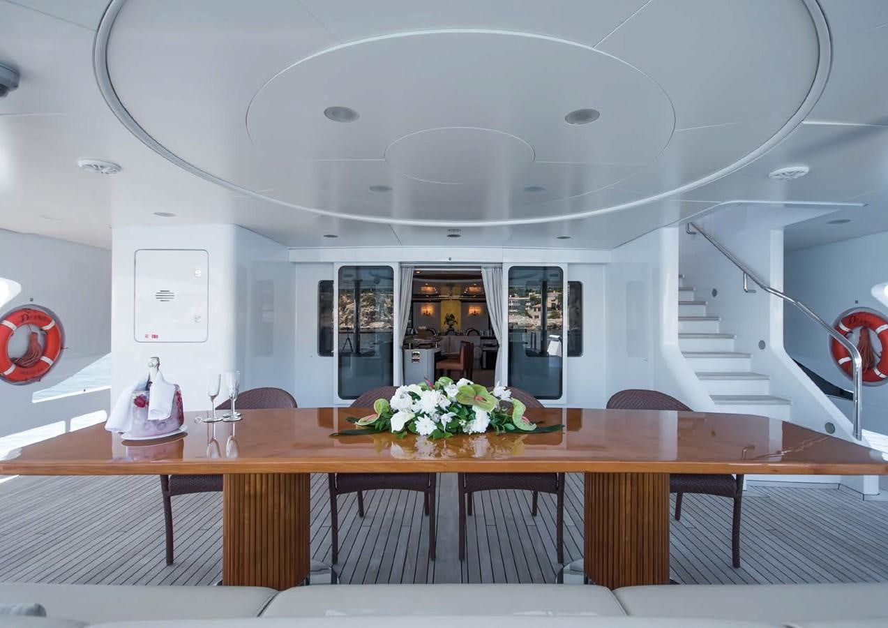 a room with a table and chairs aboard DIANE Yacht for Sale