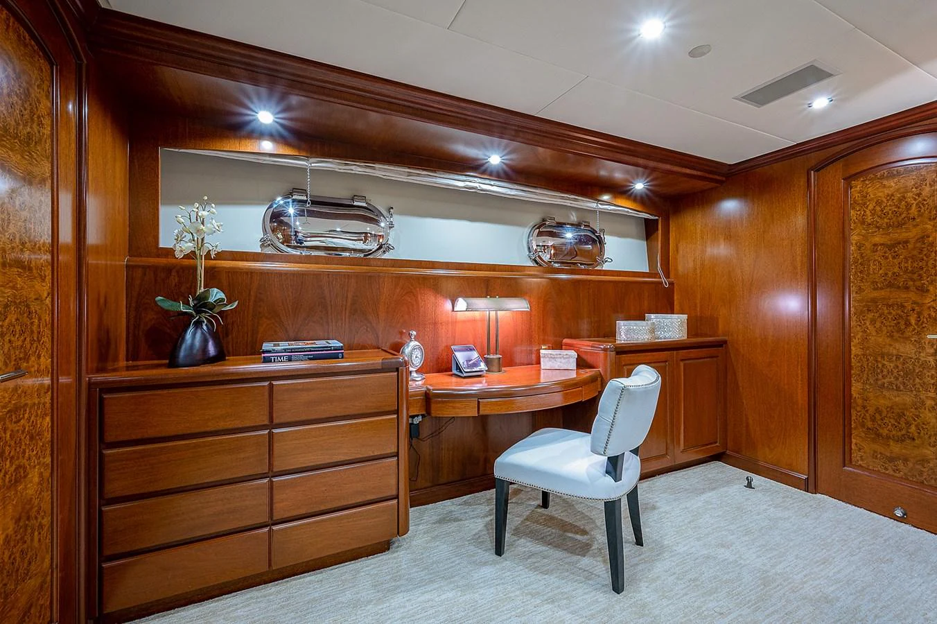 a room with a desk and a chair aboard LA SIRENA Yacht for Sale