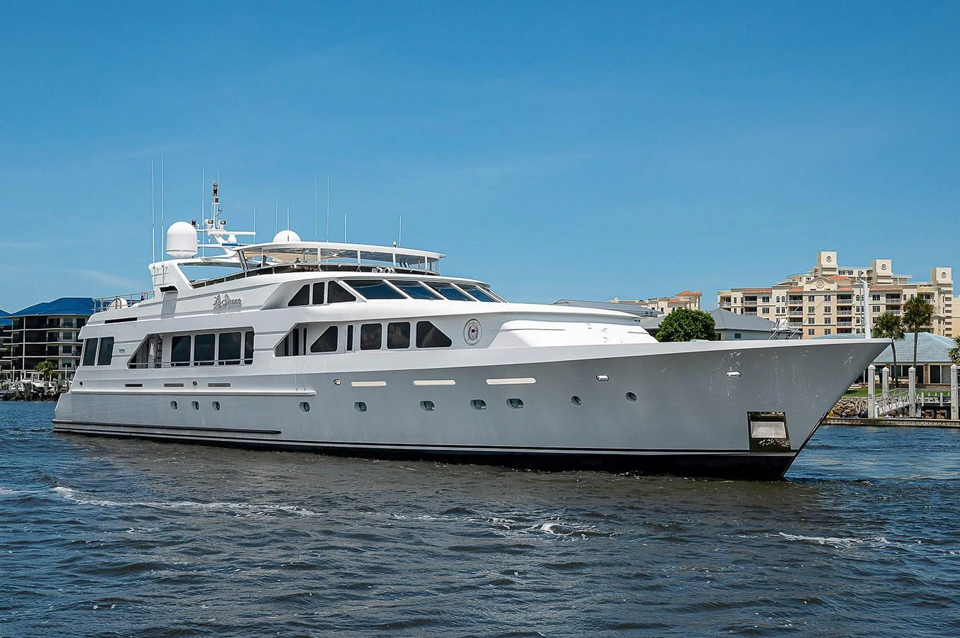 a large white boat aboard LA SIRENA Yacht for Sale