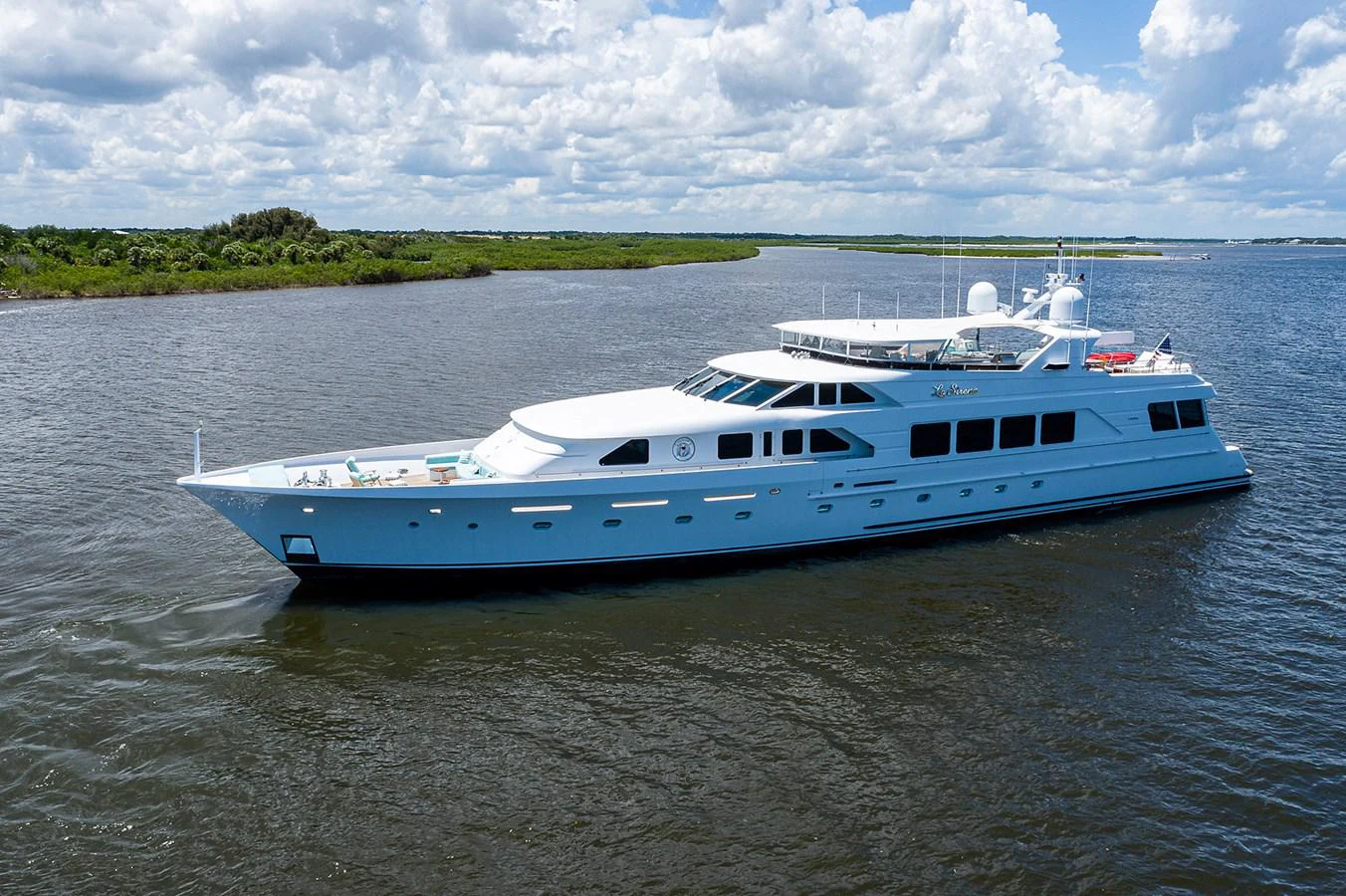a boat on the water aboard LA SIRENA Yacht for Sale