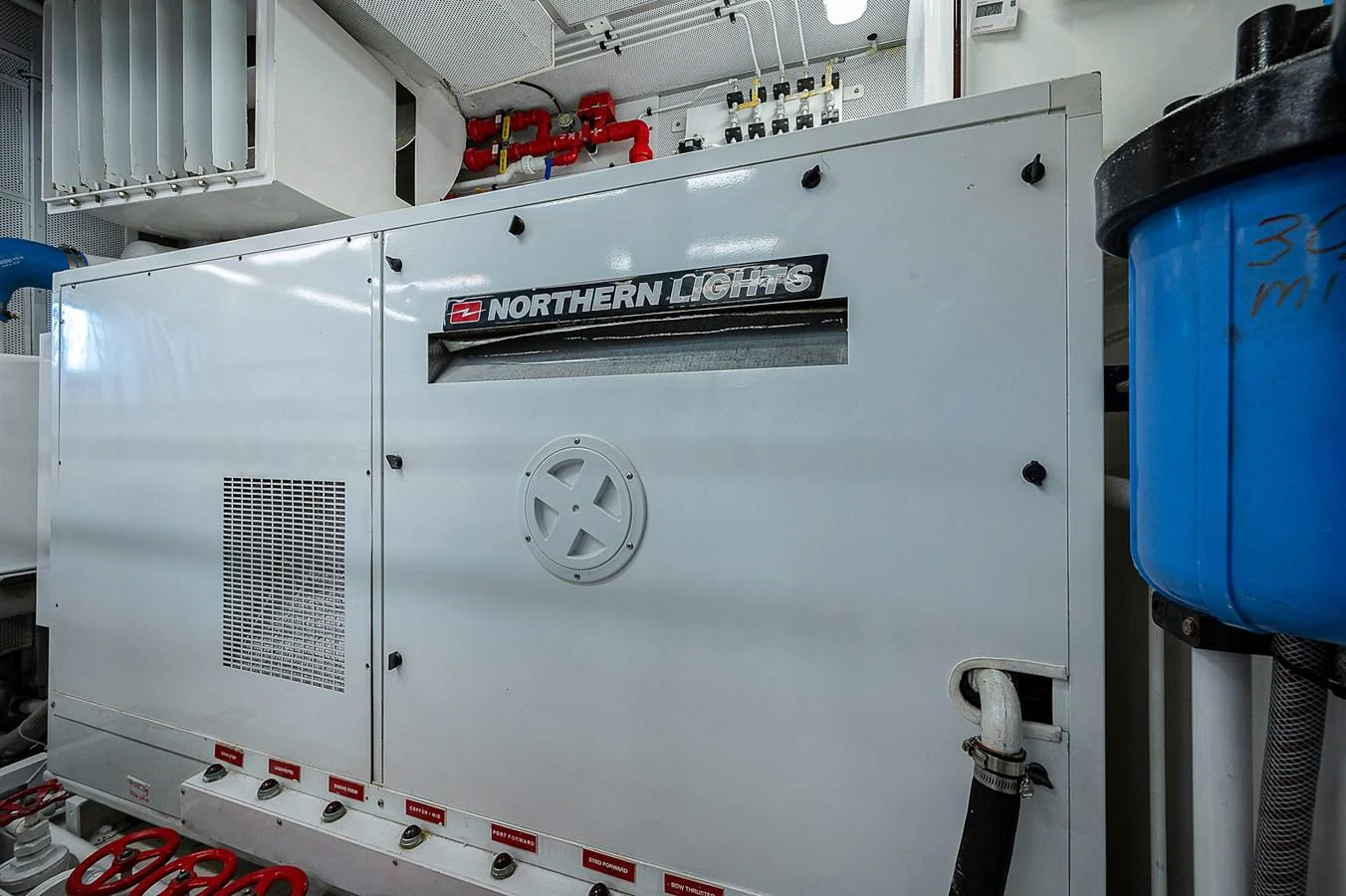 a white machine with red buttons aboard LA SIRENA Yacht for Sale
