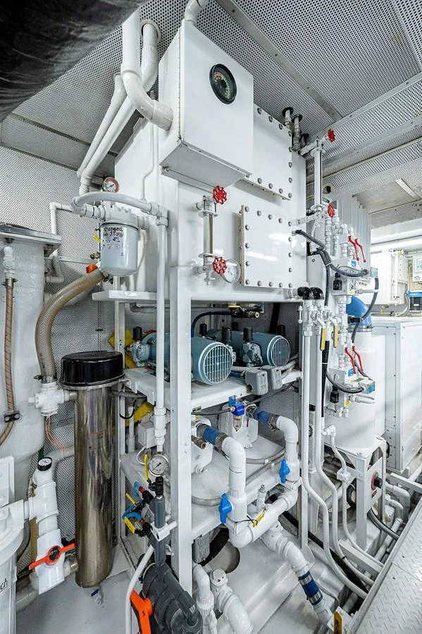 a white machine with pipes aboard LA SIRENA Yacht for Sale