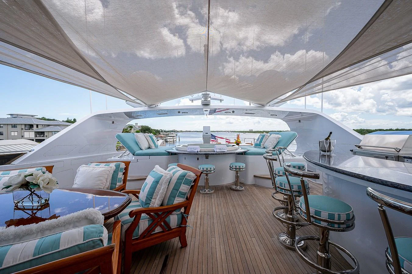 a boat on a deck aboard LA SIRENA Yacht for Sale