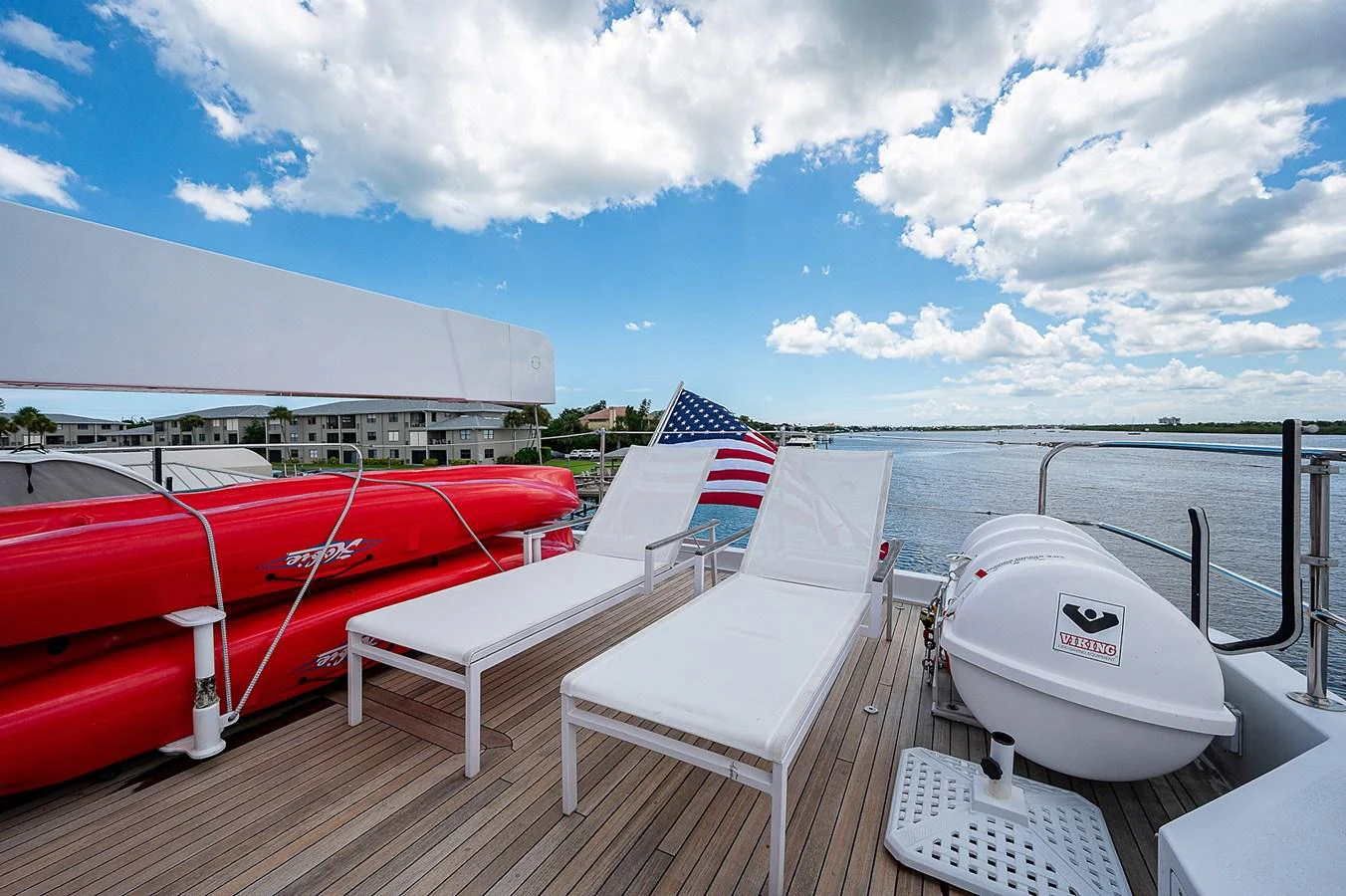 a boat on a deck aboard LA SIRENA Yacht for Sale