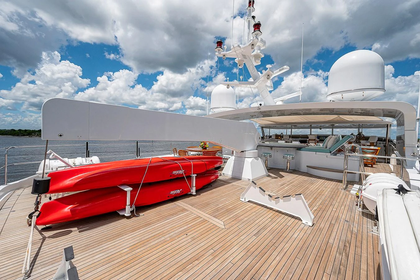 a boat on a deck aboard LA SIRENA Yacht for Sale