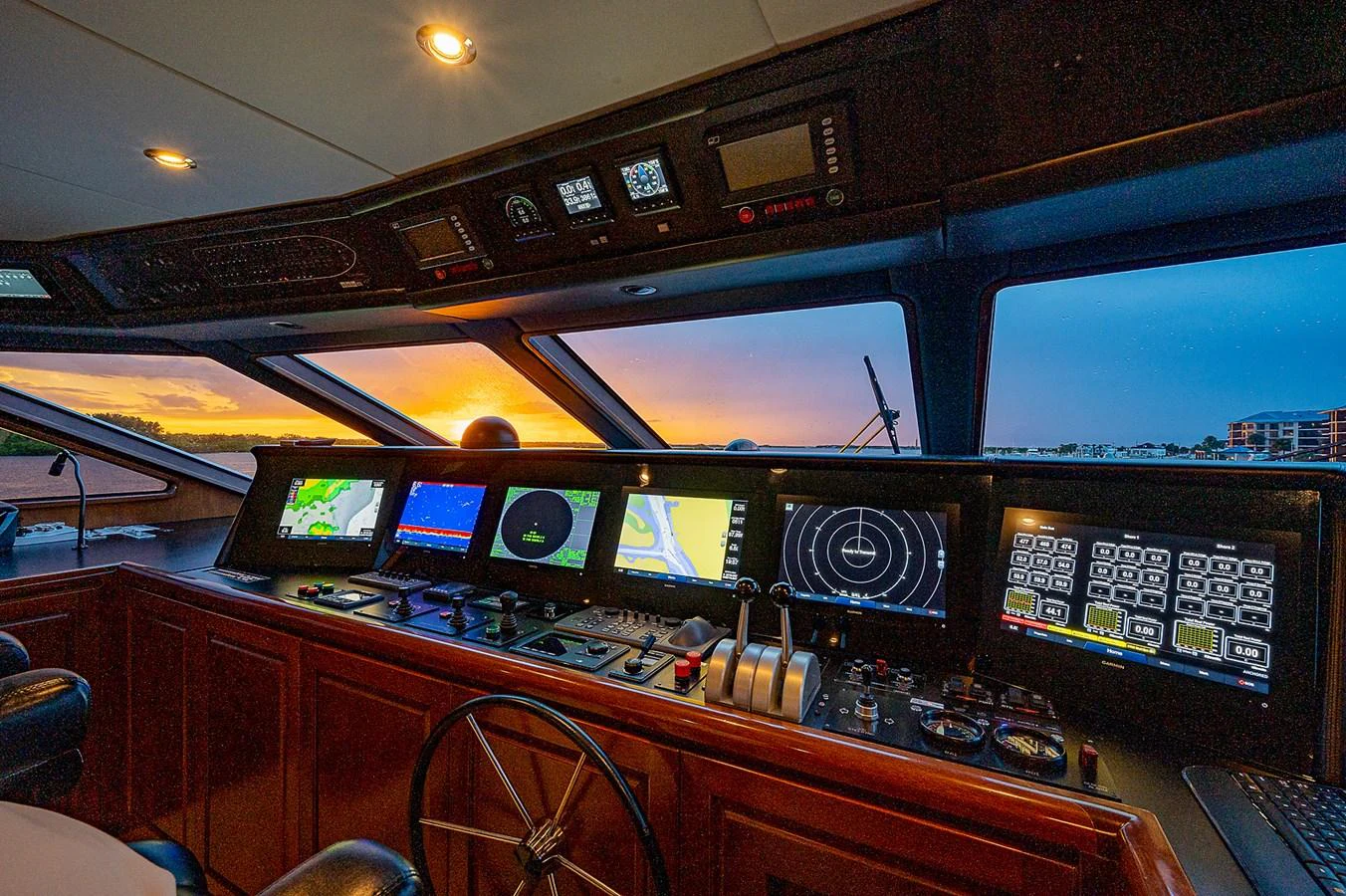 inside of a vehicle with monitors and screens aboard LA SIRENA Yacht for Sale