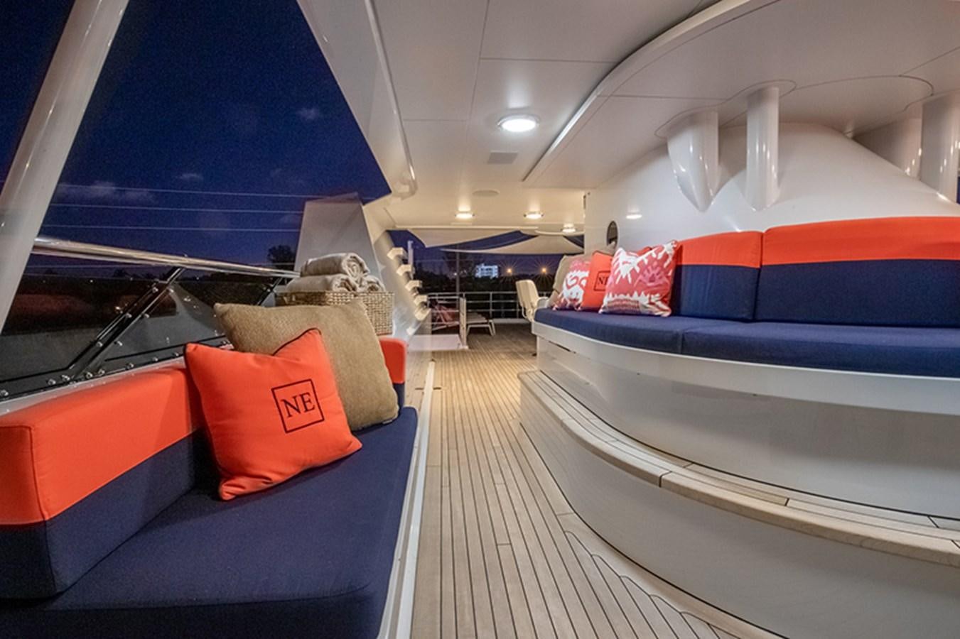 inside of a tent aboard NEVER ENOUGH Yacht for Sale