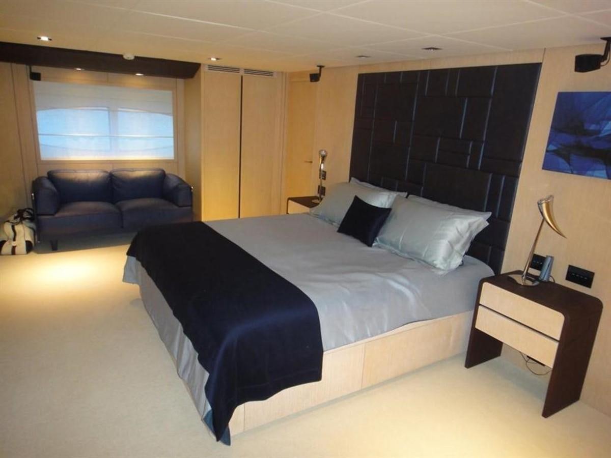 a large bed in a room aboard BLUE EAST Yacht for Sale