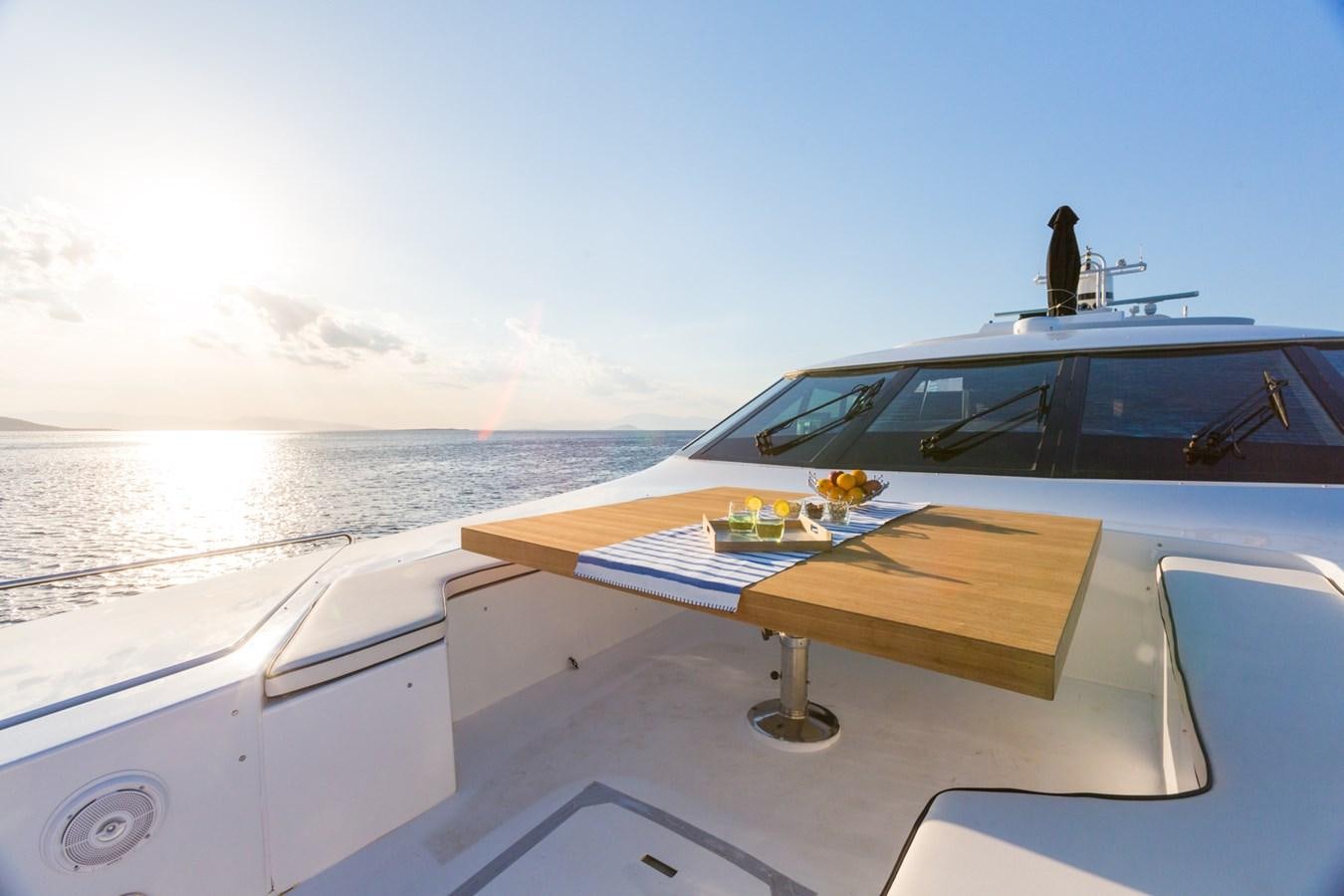 a boat with food on it aboard AQUARELLA Yacht for Sale