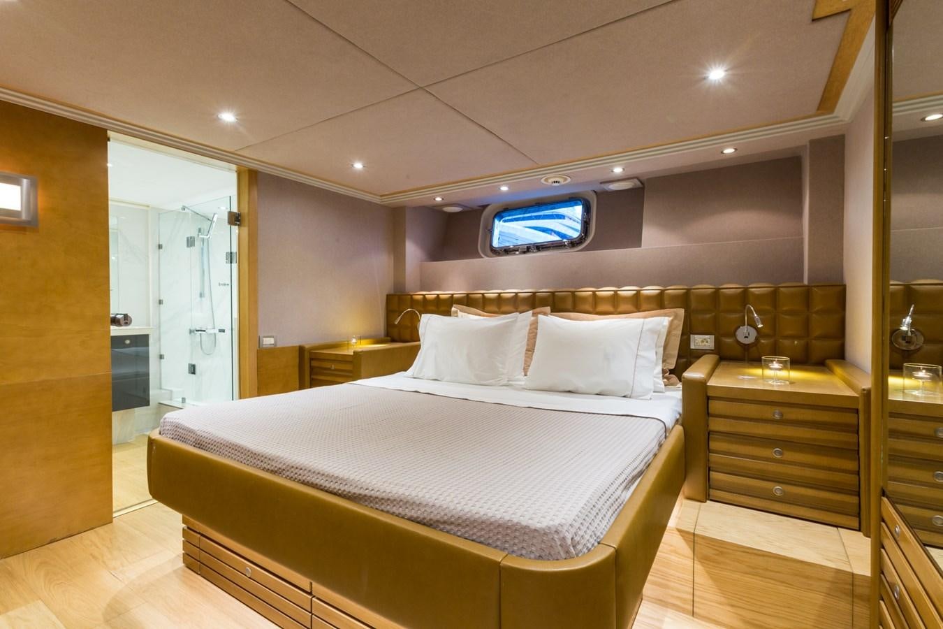 a hotel room with a bed aboard AQUARELLA Yacht for Sale