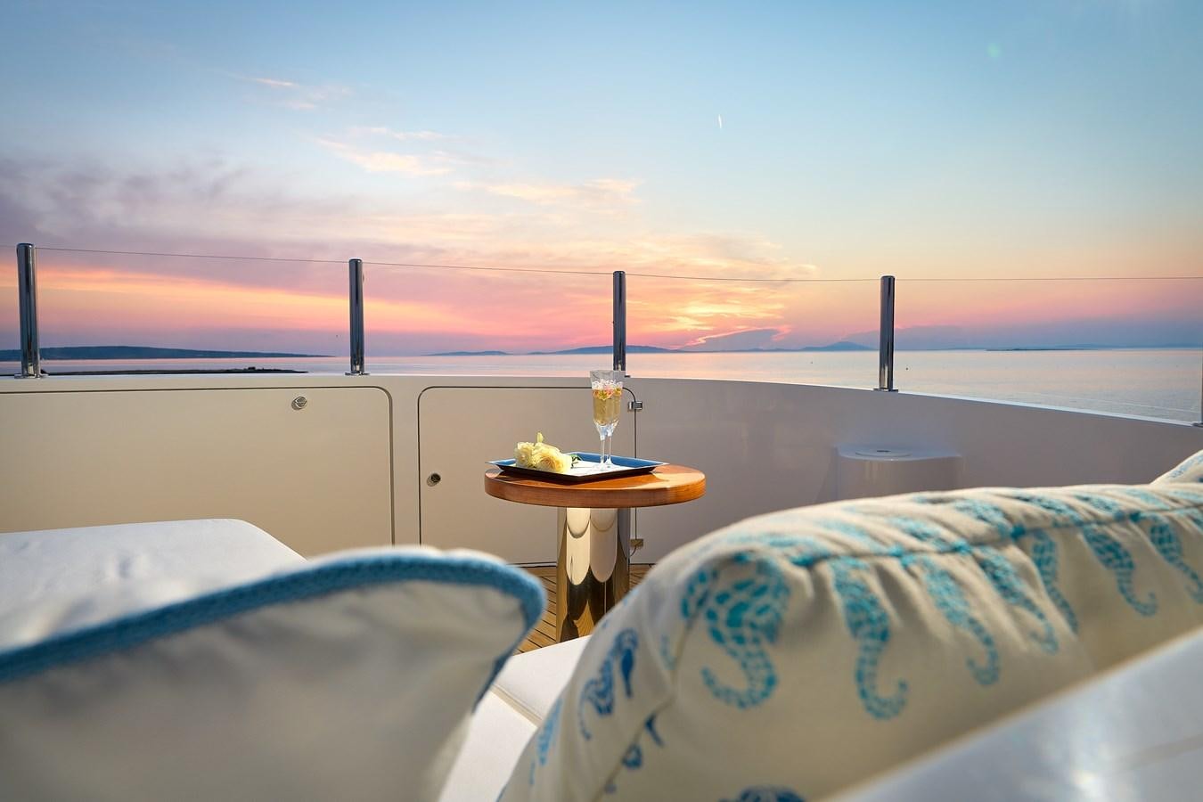 a table on a boat aboard LADY MRD Yacht for Charter