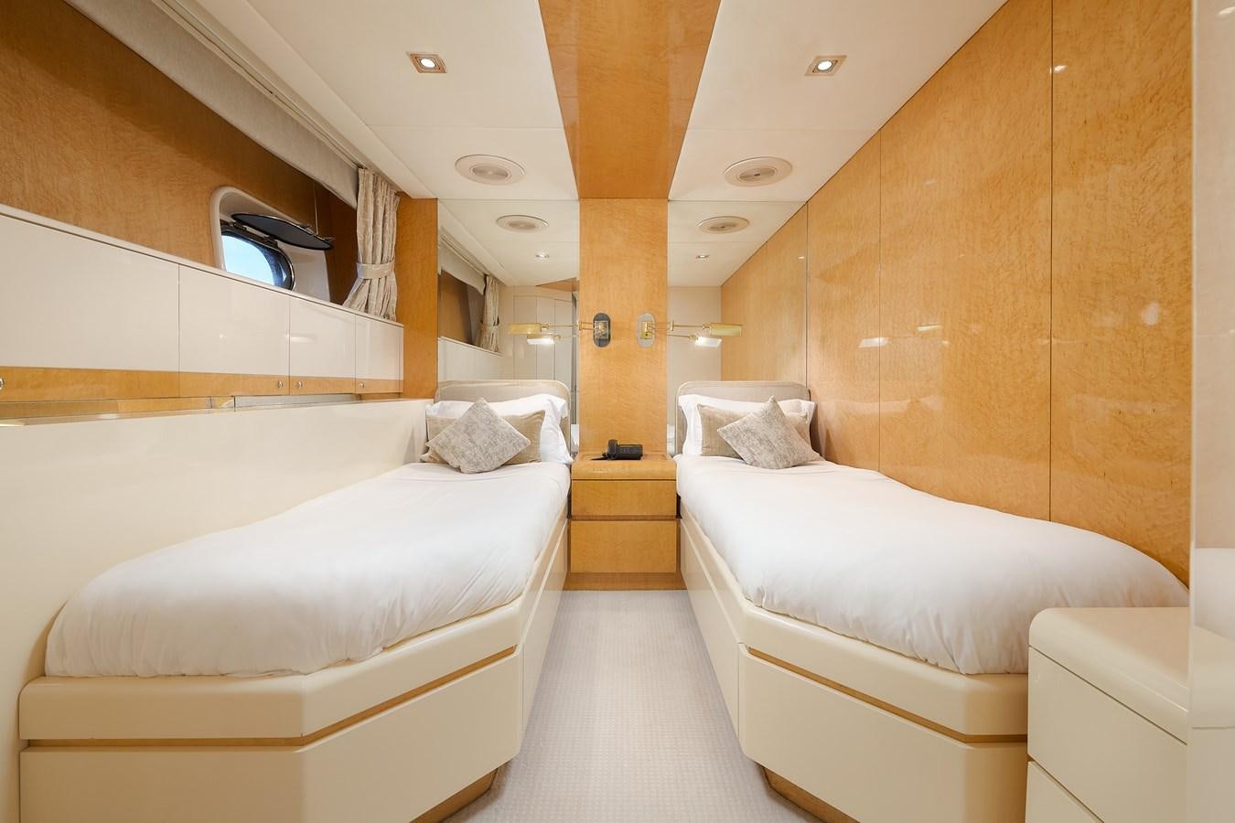 a room with two beds aboard LADYSHIP Yacht for Charter
