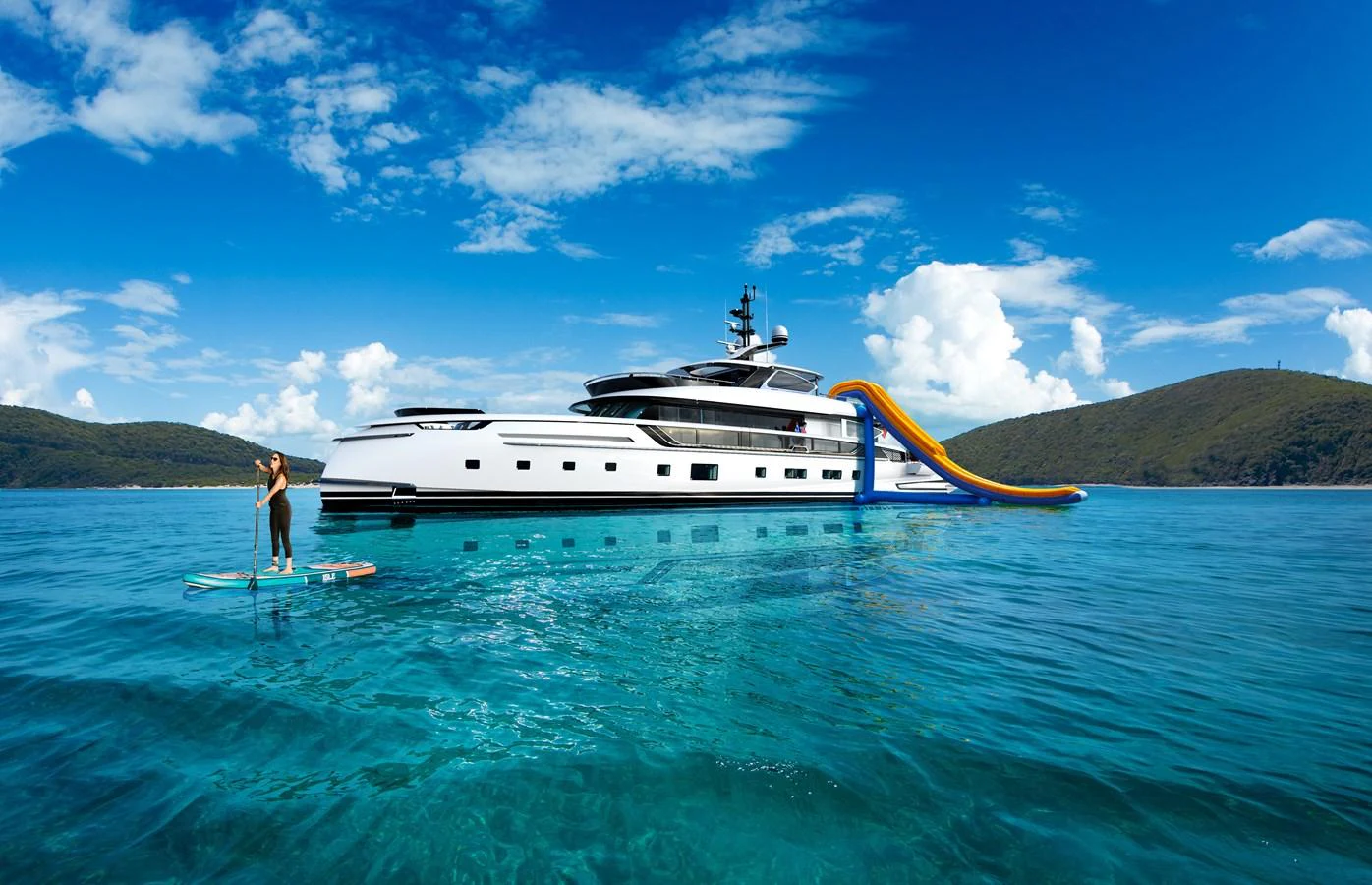 a boat in the water aboard DYNAMIQ GTT135 Yacht for Sale