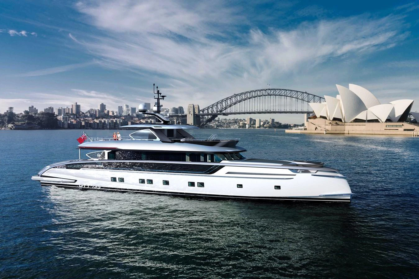 a boat in the water aboard DYNAMIQ GTT135 Yacht for Sale