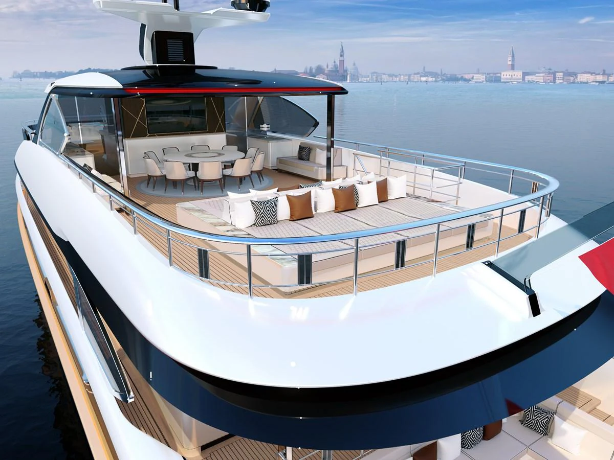 a boat on the water aboard DYNAMIQ GTT135 Yacht for Sale