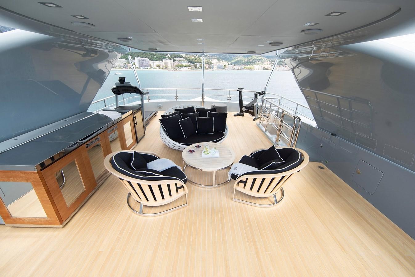 a room with a large mirror aboard MAESTRO Yacht for Sale