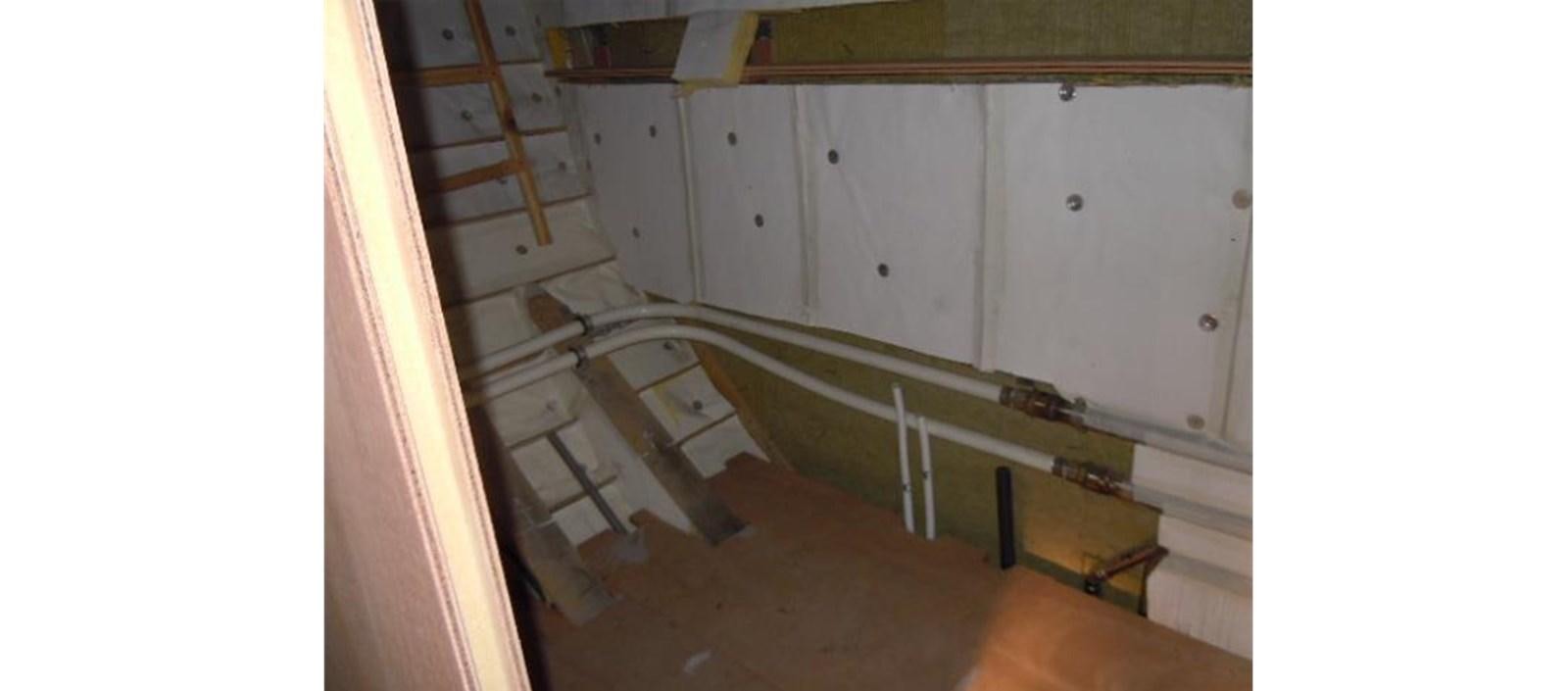 a wooden staircase with a wood frame aboard C-347 Yacht for Sale
