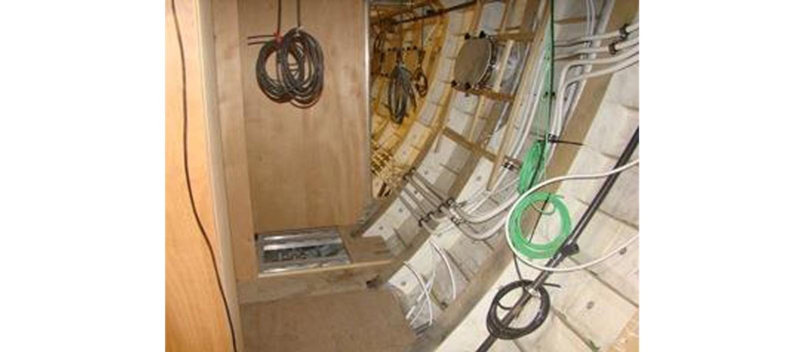 a room with a few wires and a few boxes aboard C-347 Yacht for Sale