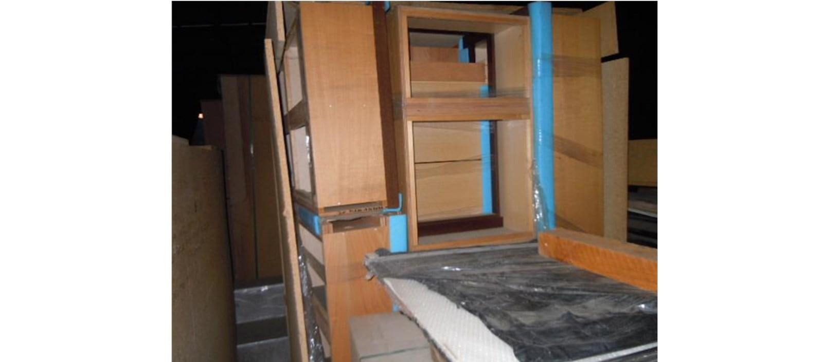 a room with a few shelves aboard C-347 Yacht for Sale