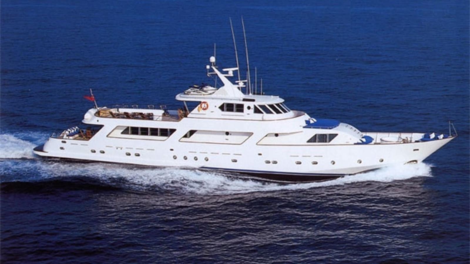a white yacht in the water aboard AVA Yacht for Sale