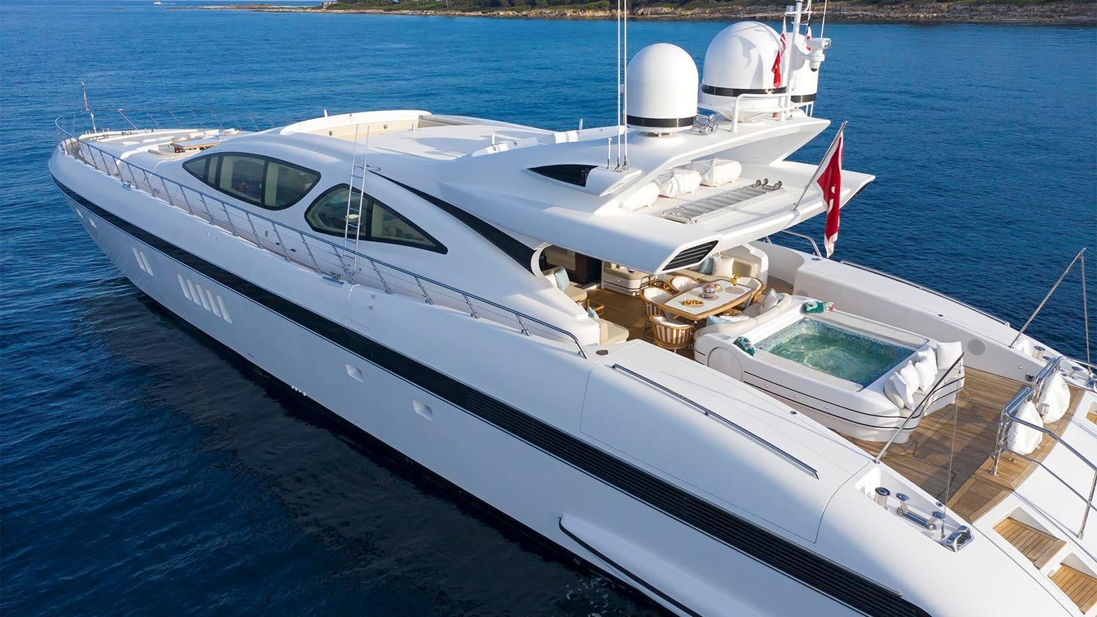 a white yacht on the water aboard YOU & G Yacht for Sale