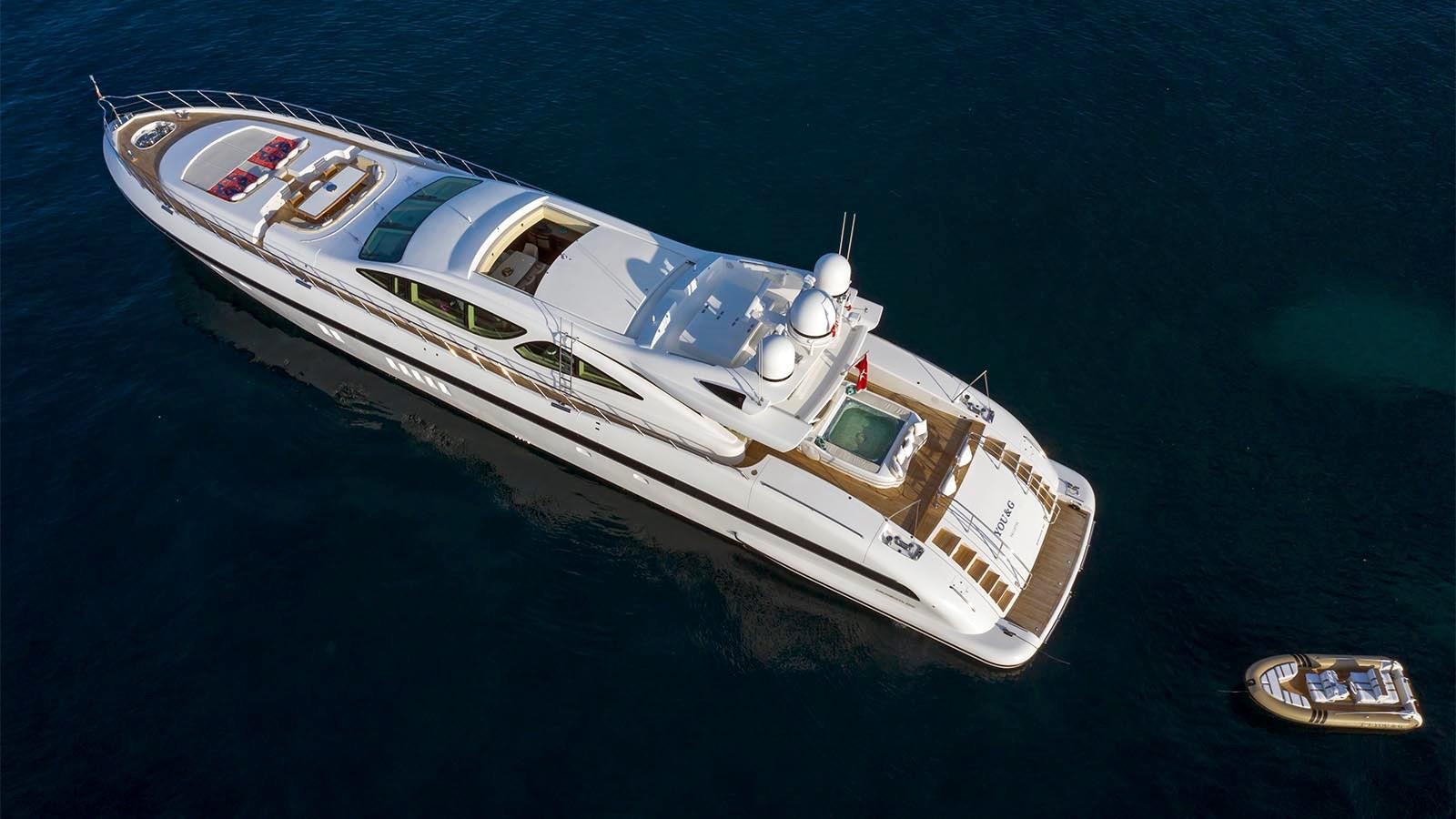 a high angle view of a boat aboard YOU & G Yacht for Sale