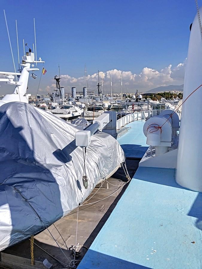 a group of boats are parked in a harbor aboard ELIKI Yacht for Sale