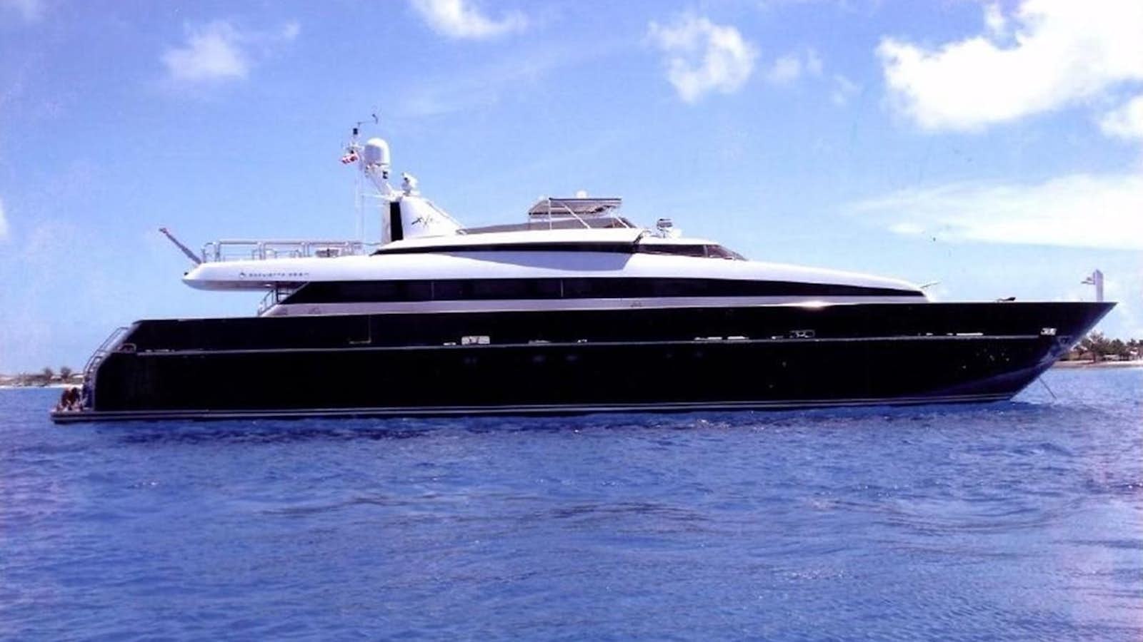 a large ship in the water aboard SHAMEKH Yacht for Sale