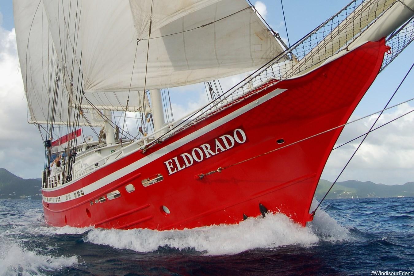 a red and white boat aboard ELDORADO Yacht for Sale