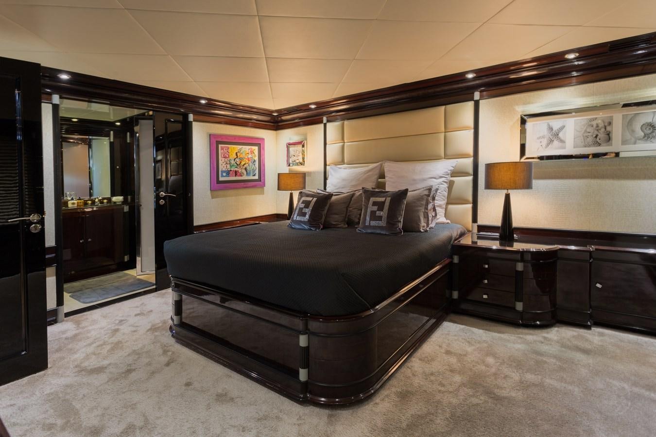 a bed in a room aboard INDIGO STAR I Yacht for Charter