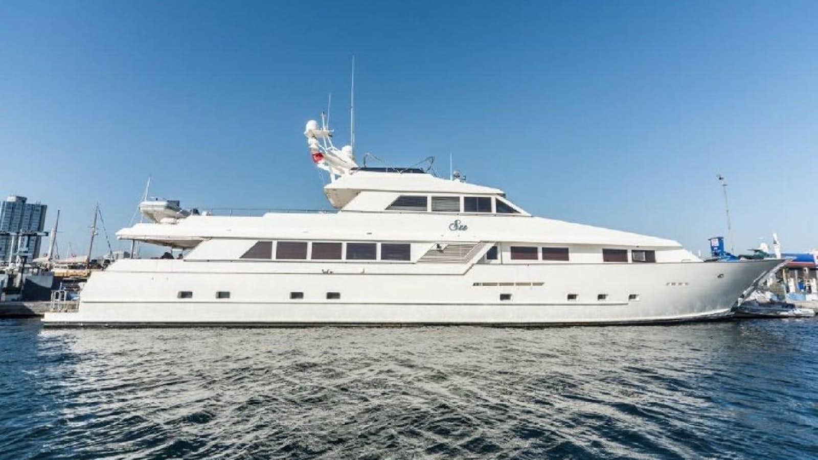 a large white boat in the water aboard SU Yacht for Sale