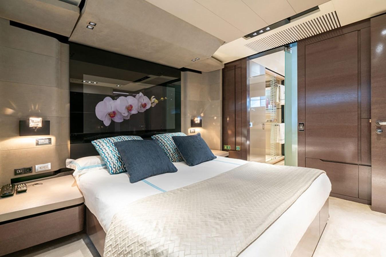 a bed in a room aboard SAFFURIYA Yacht for Sale