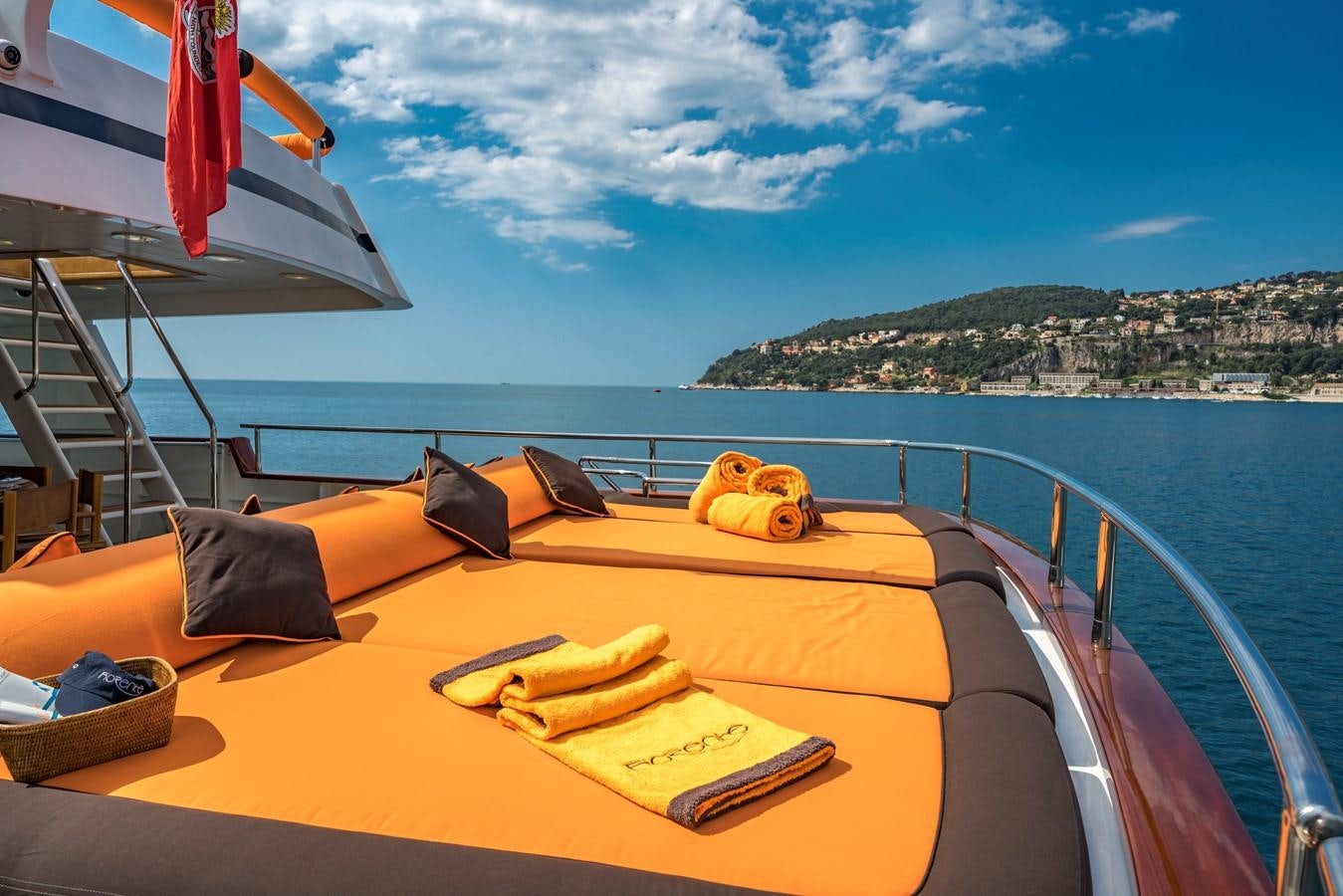 a boat with a yellow towel on it aboard FIORENTE Yacht for Sale