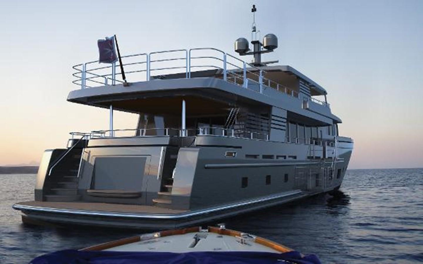 a large ship on the water aboard 121FT EXPLORER 37 Yacht for Sale