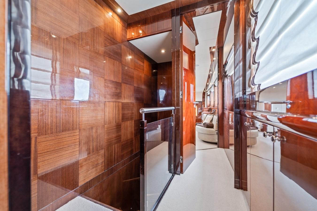 a room with wooden walls aboard HAPPY HOUR Yacht for Sale