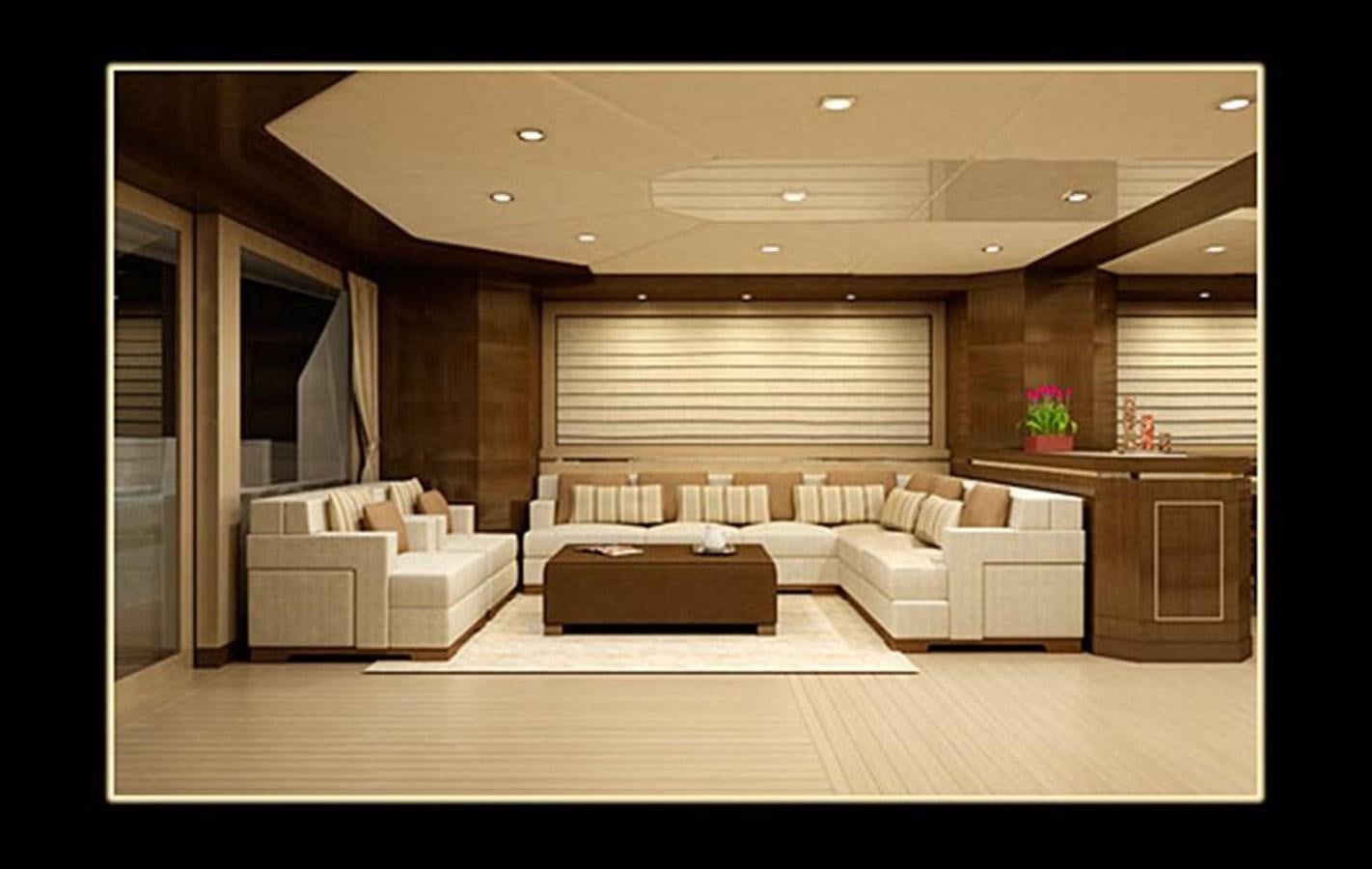 a living room with a large window aboard INACE YACHTS 126' AFT HOUSE EXPLORER YACHT Yacht for Sale