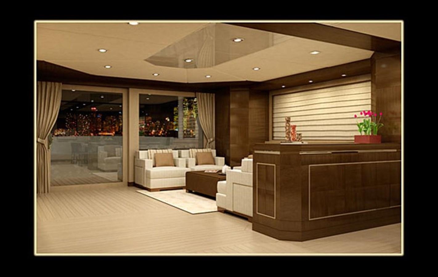 a large room with a couch and a tv aboard INACE YACHTS 126' AFT HOUSE EXPLORER YACHT Yacht for Sale