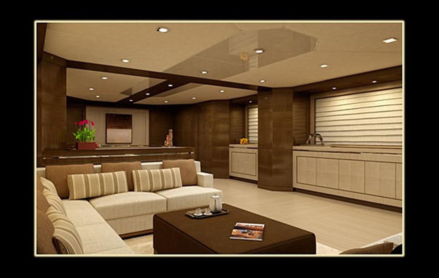 a living room with a couch and a coffee table aboard INACE YACHTS 126' AFT HOUSE EXPLORER YACHT Yacht for Sale