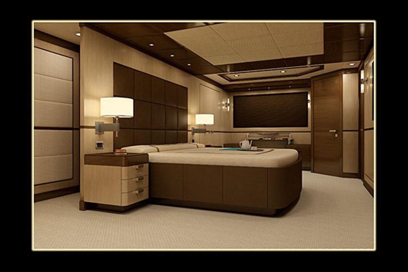 a large bedroom with a bed aboard INACE YACHTS 126' AFT HOUSE EXPLORER YACHT Yacht for Sale