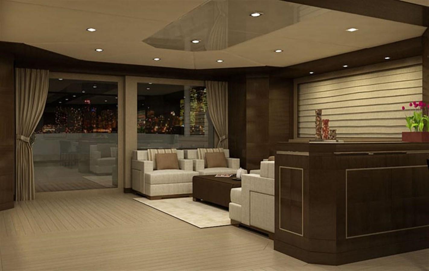 a large room with a couch and a tv aboard INACE YACHTS 126' AFT HOUSE EXPLORER YACHT Yacht for Sale