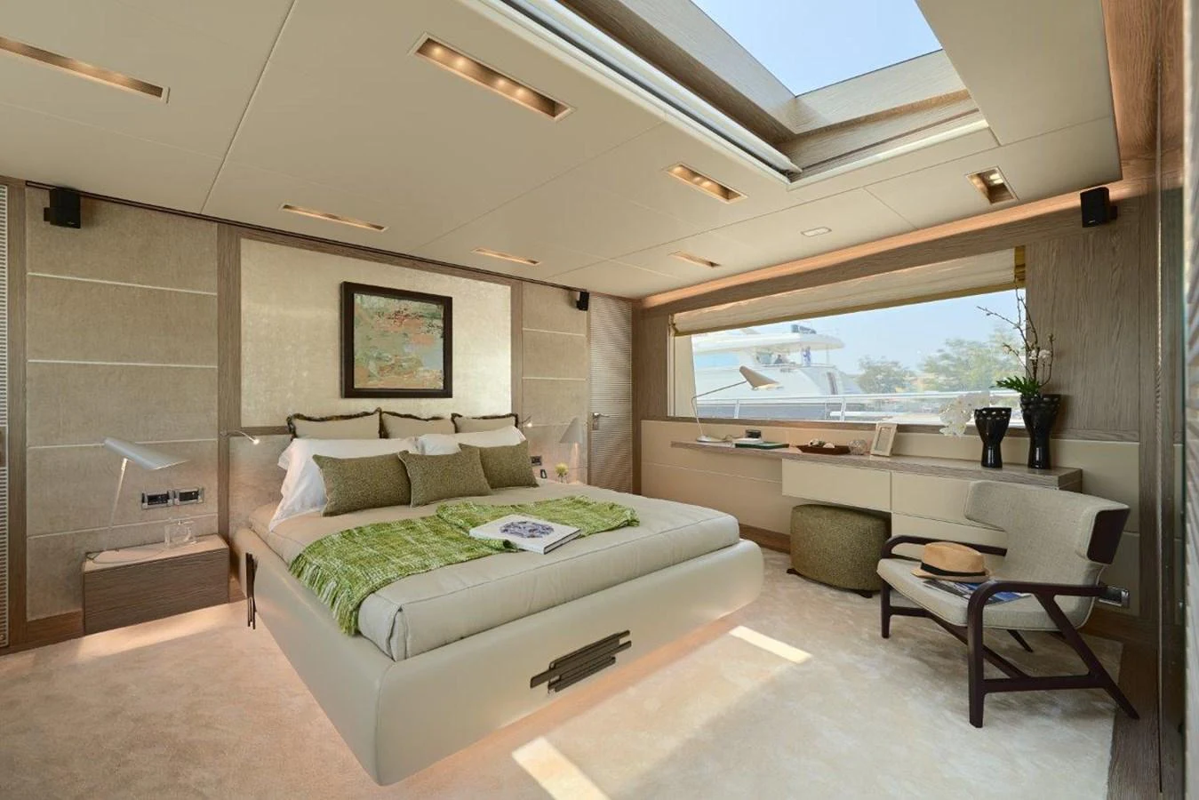a bed in a room aboard RP120 (NEW BOAT SPEC) Yacht for Sale
