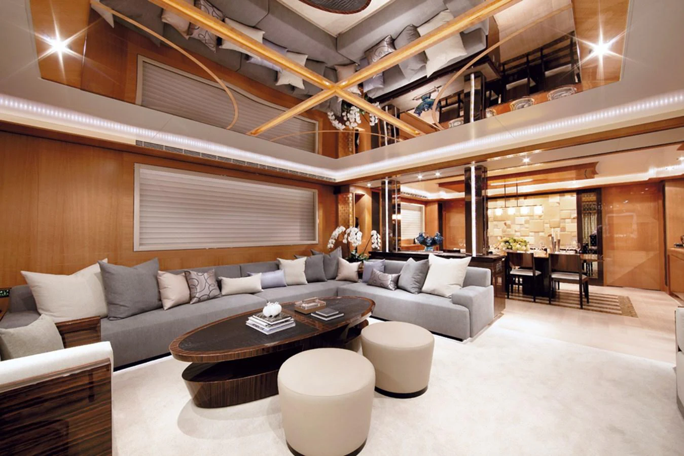 a large living room with a large ceiling aboard RP120 (NEW BOAT SPEC) Yacht for Sale