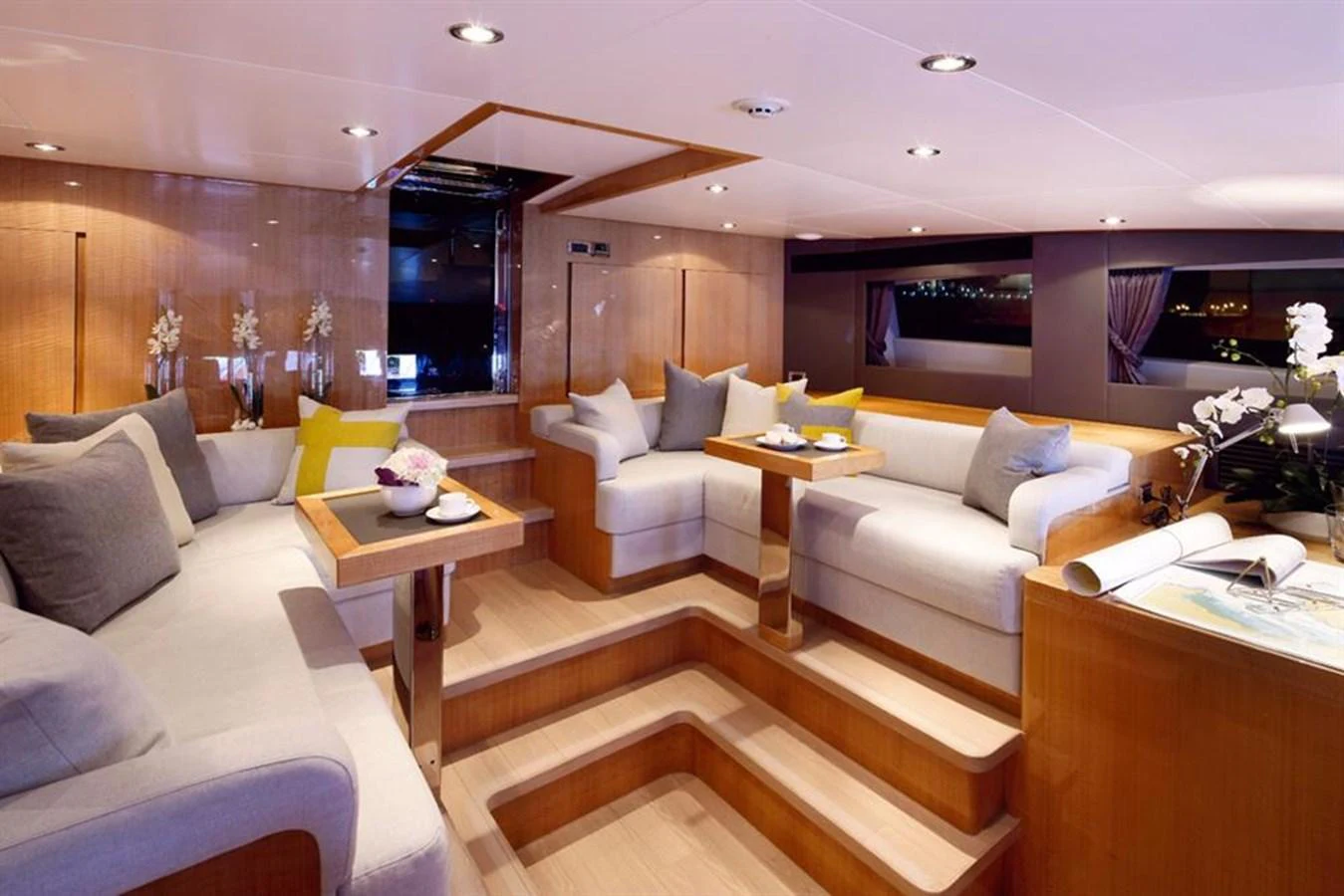 a living room with a couch and a coffee table aboard RP120 (NEW BOAT SPEC) Yacht for Sale