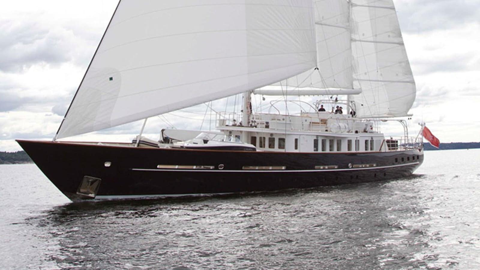 a large boat on the water aboard SY SUNNY HILL Yacht for Sale