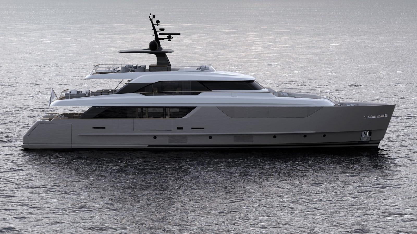 a white yacht in the water aboard SANLORENZO SD118/107 Yacht for Sale