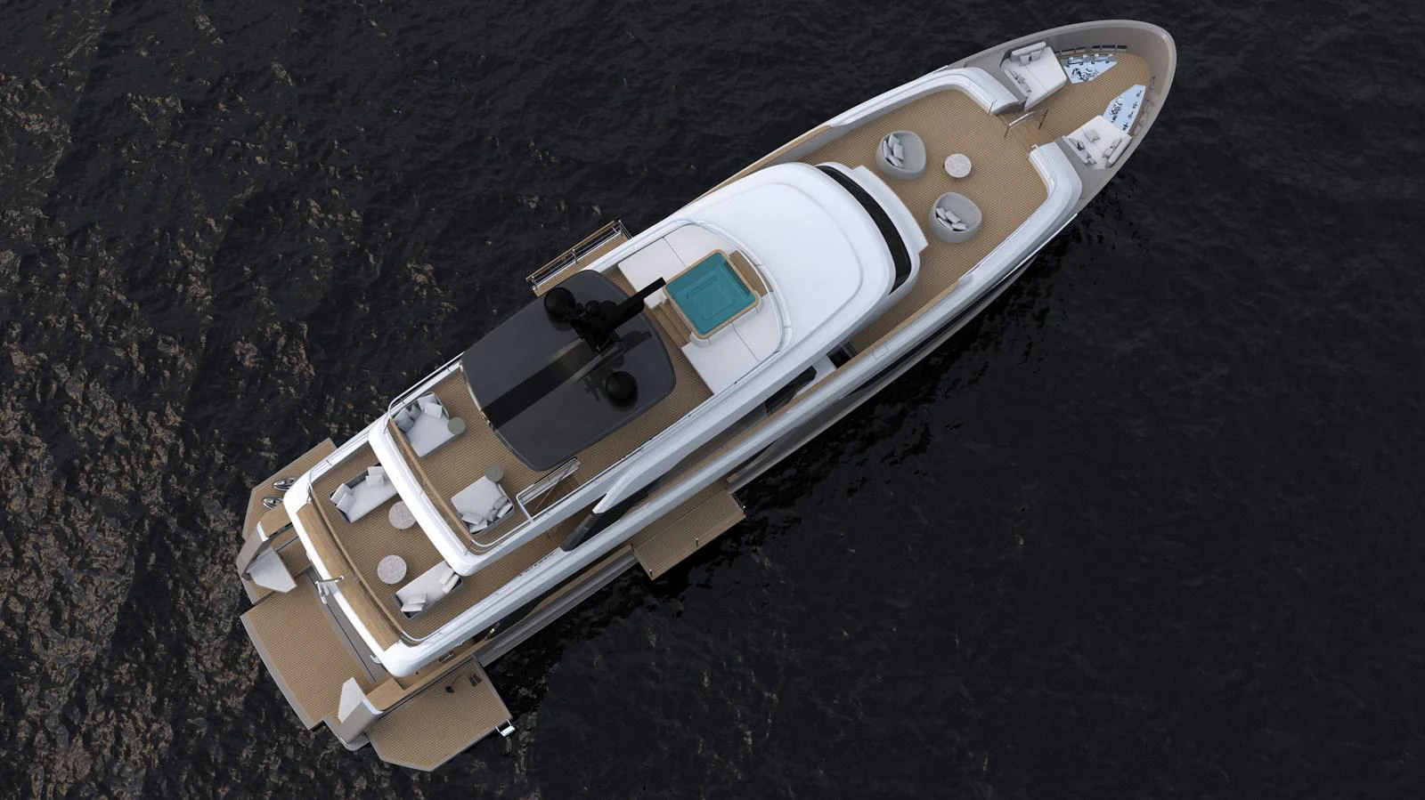 a space ship on a black surface aboard SANLORENZO SD118/107 Yacht for Sale