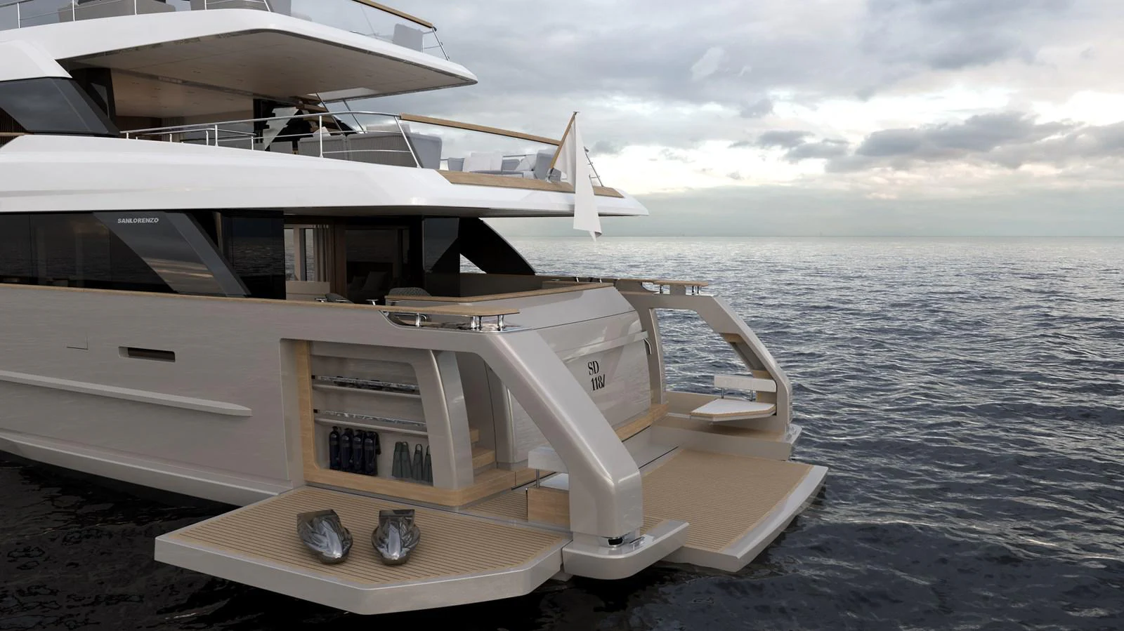 a boat on the water aboard SANLORENZO SD118/107 Yacht for Sale