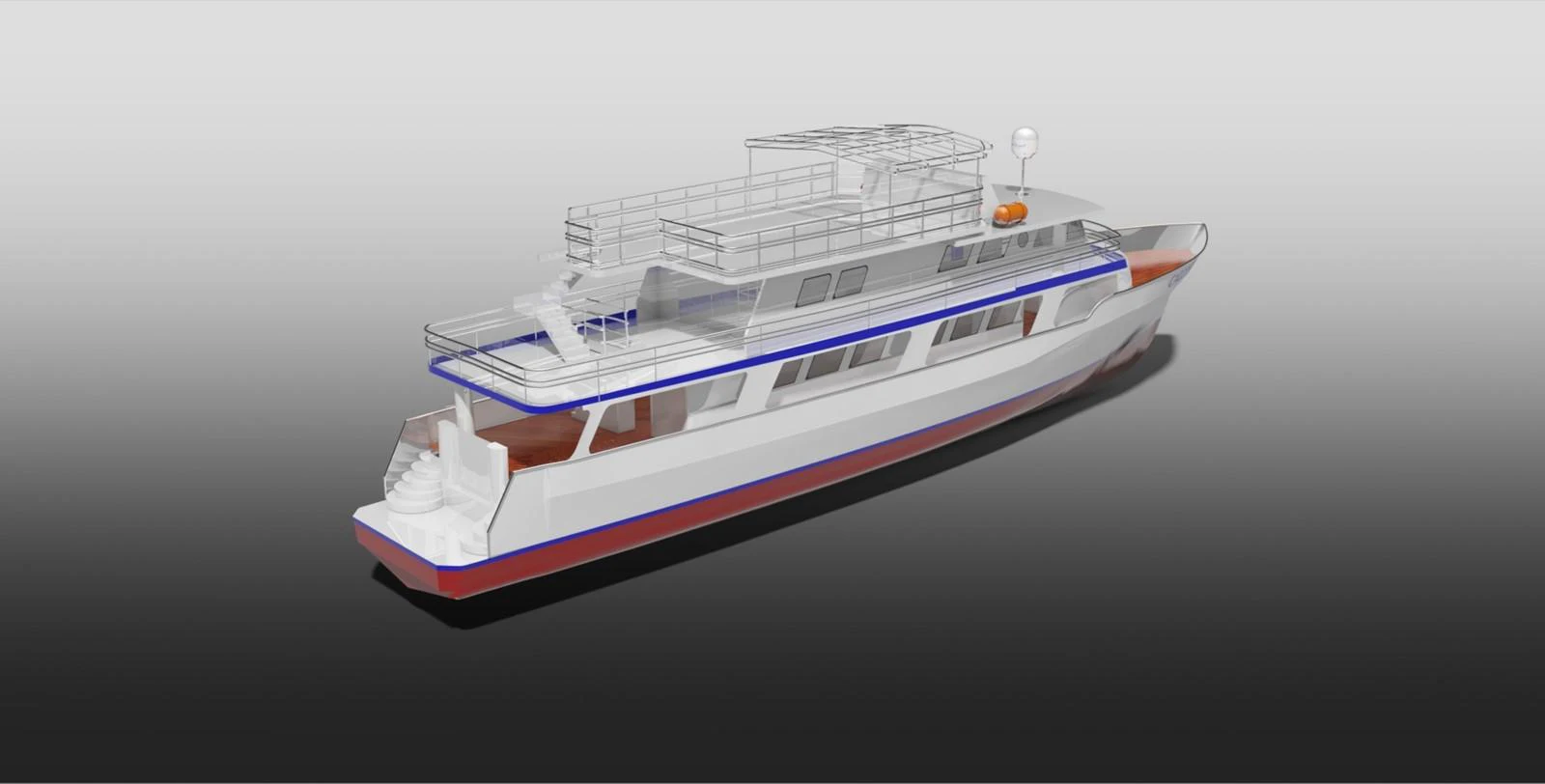 a white and blue boat aboard CALLISTO Yacht for Sale