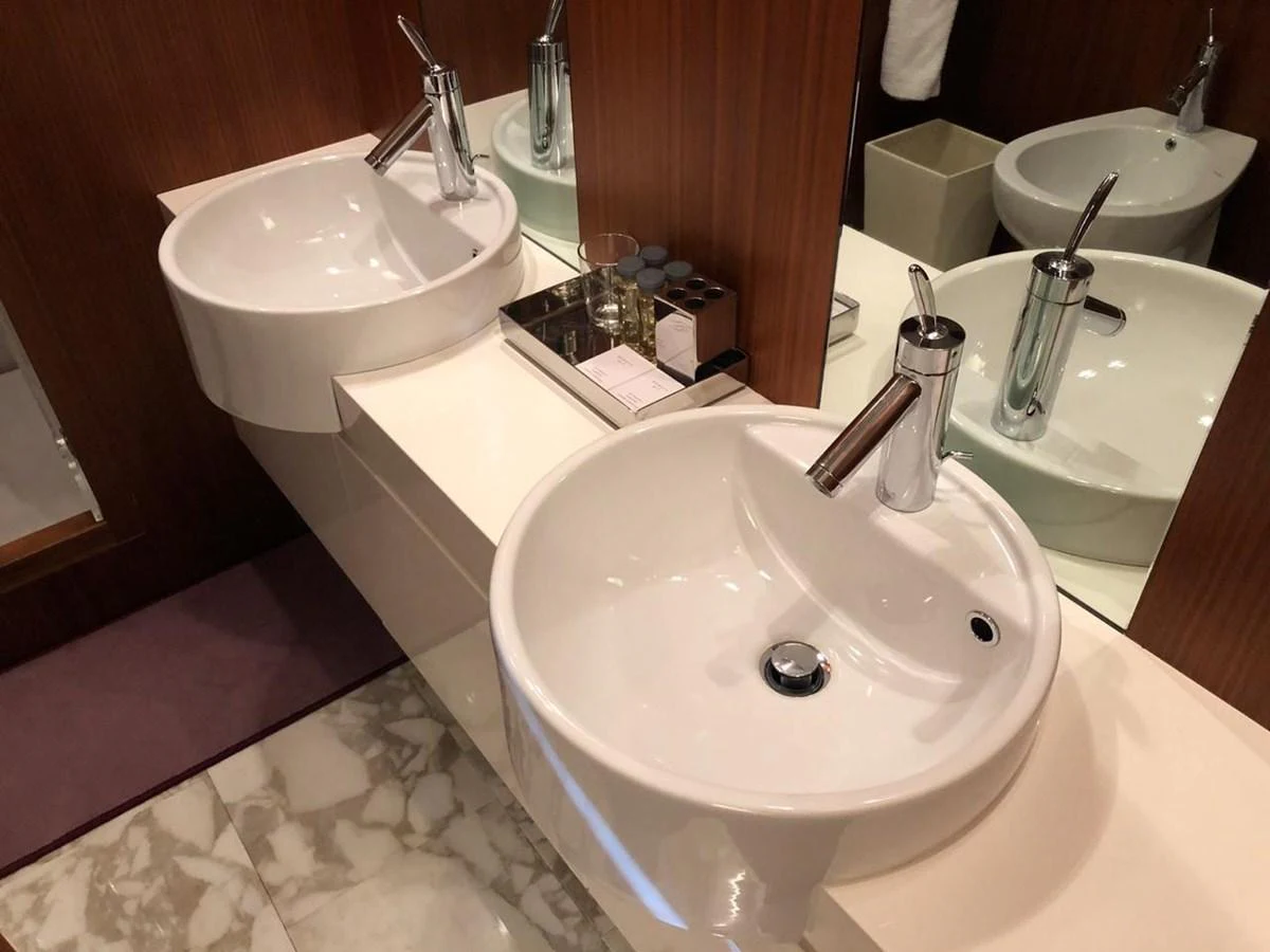 a couple of sinks in a bathroom aboard GINEVRA Yacht for Charter